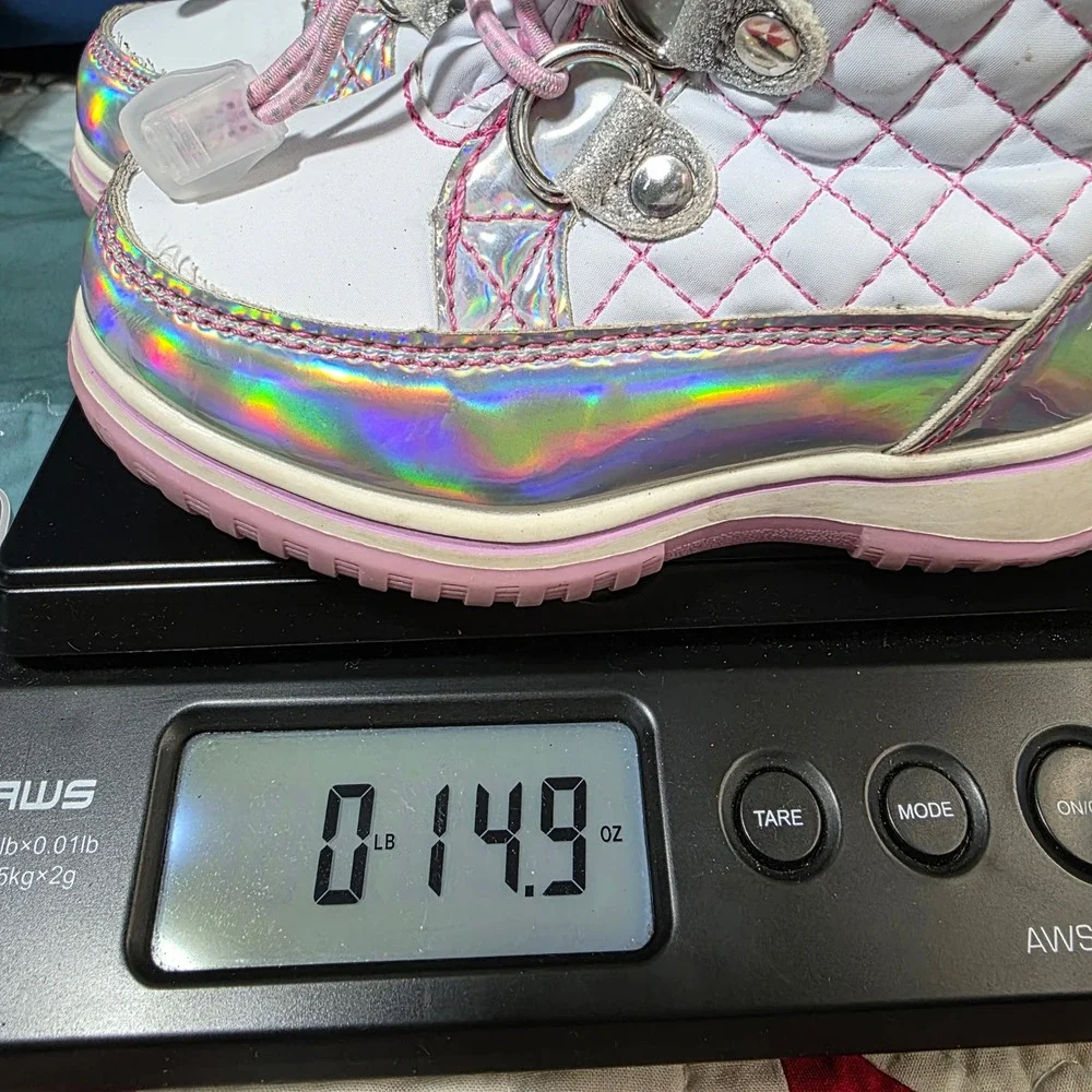 Totes‎ Galactica Snow Boots Toddler 7T White Iridescent Holographic Quilted Zip